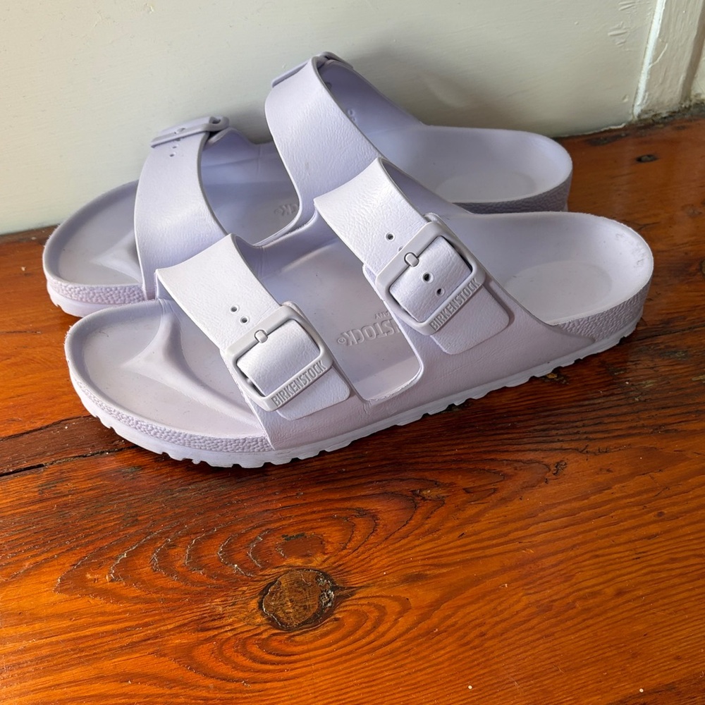 Birkenstock Arizona EVA Slides in Purple Fog